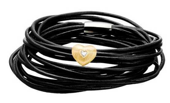 Gold Heart & 6 Strand Leather Starter Bracelet