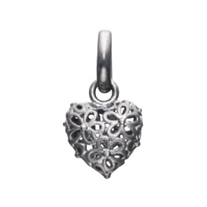 Flower Pattern Heart Rhodium Plating